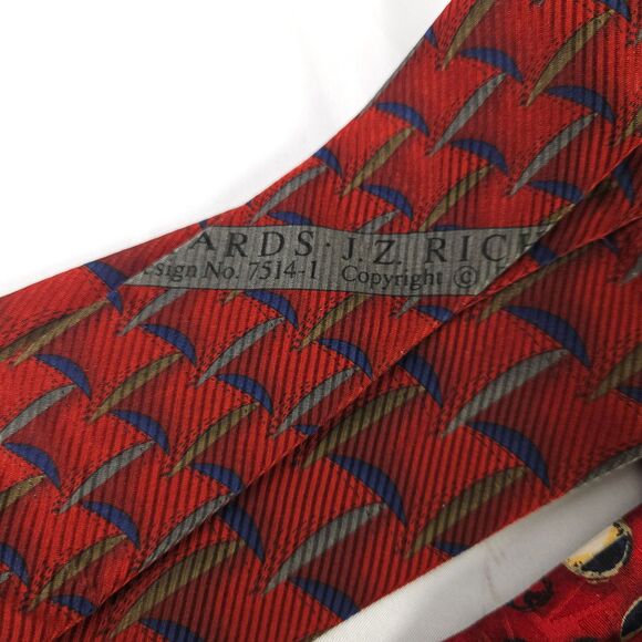 2 JZ Richards Red Geometric Silk Ties Made in the USA - Picture 4 of 11